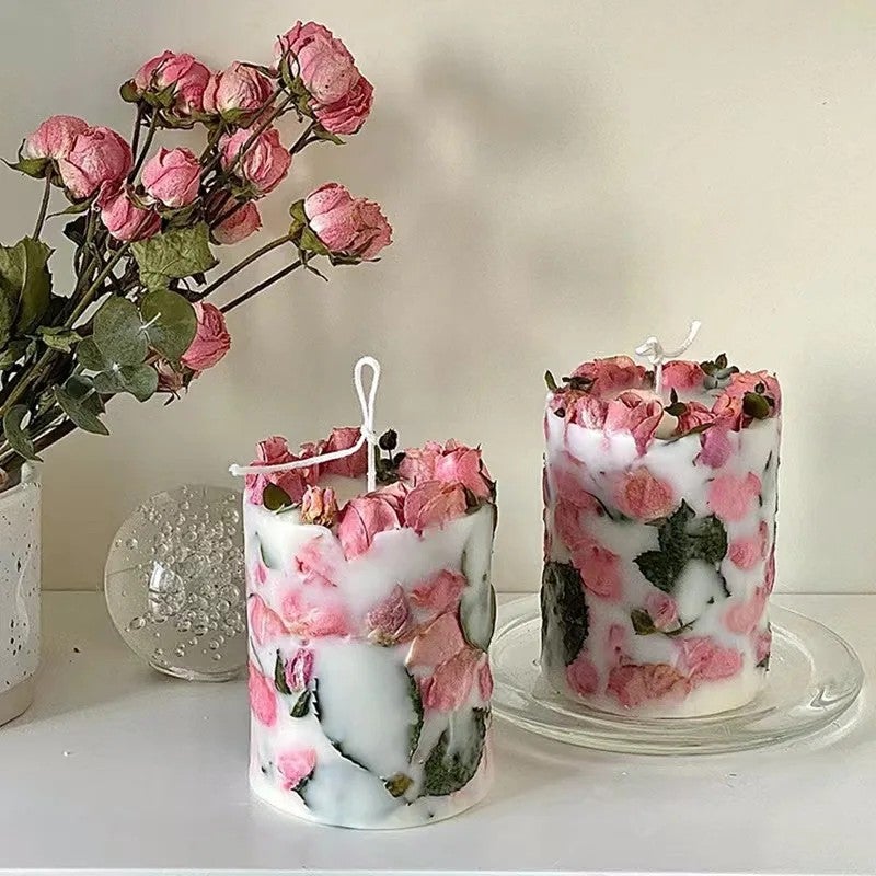 Bluejw Hot Sale Beautiful Handmade Dried Flower Aromatherapy Candle with Real Dried Plants for Home Decor, Relaxing Scented Soy Wax Candle - Image 1