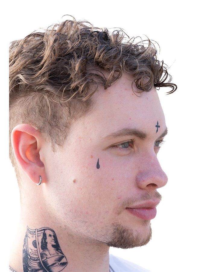 Temporary Tattoos - Volume I - 10 Temporary Tattoos ~ Face Tattoos ~ Teardrop, Cross, Praying Hands, etc. ~ Thug Life ~ Fake Tattoos ~ Water-transfer Tattoos