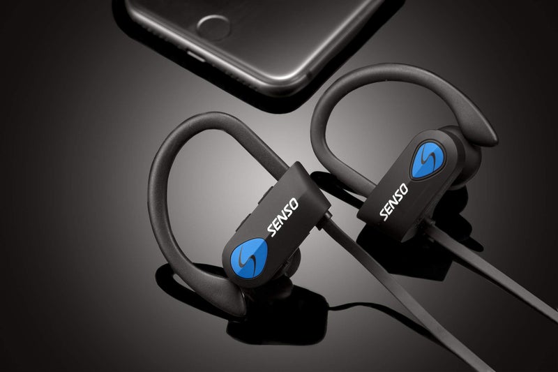 Senso Bluetooth Headphones, Best Wireless Sports Earphones w/Mic IPX7 Waterproof HD Stereo Sweatproof Earbuds for Gym Running Workout 8 Hour Battery Noise Cancelling Headsets (Black Blue) - Image 5