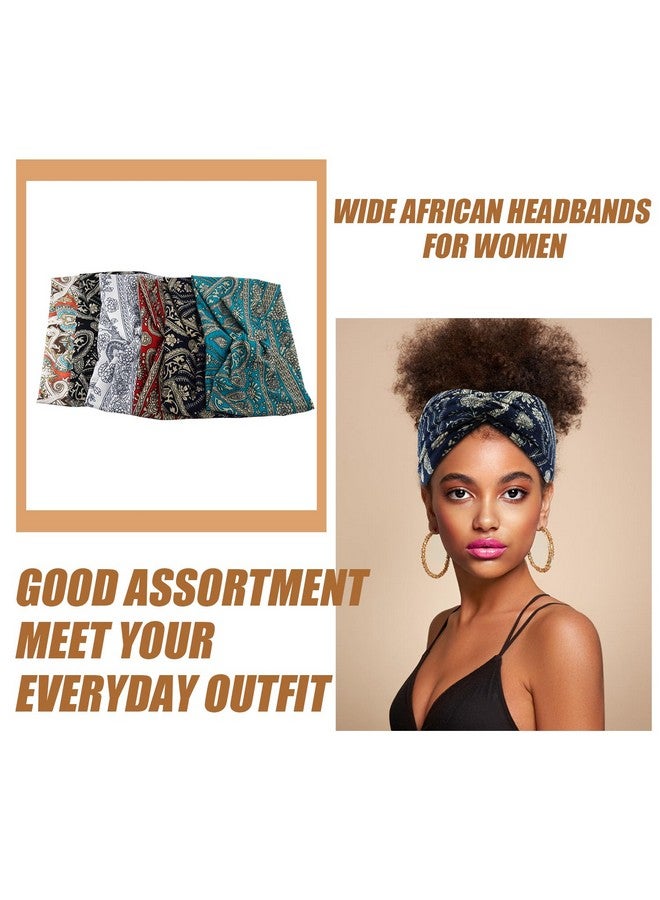 Carede Wide Headbands for Women Girls, Large Bandana Boho Headbands Workout Yoga Running Hair Bands for Women's Hair, Non Slip Sweat Head Bands,Pack of 6 - Image 4