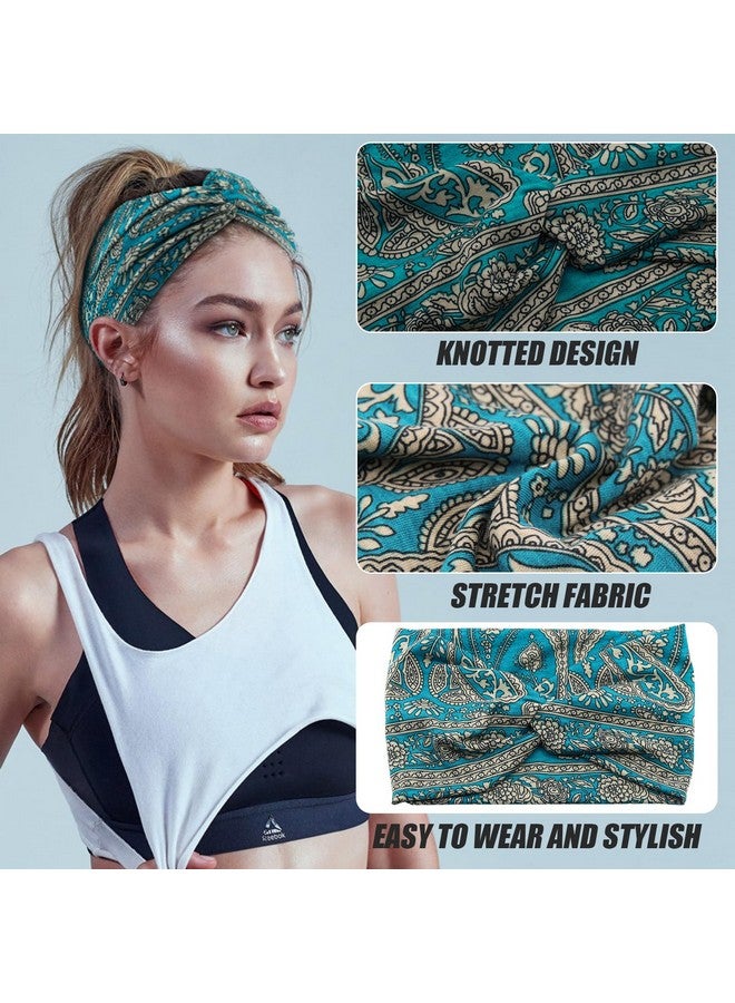 Carede Wide Headbands for Women Girls, Large Bandana Boho Headbands Workout Yoga Running Hair Bands for Women's Hair, Non Slip Sweat Head Bands,Pack of 6 - Image 3