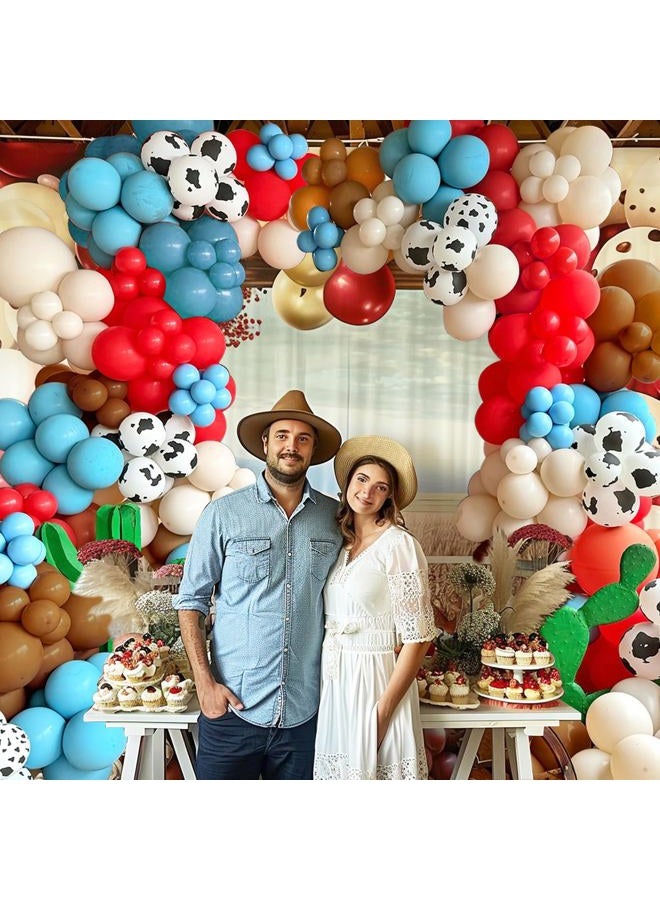 XIPEGPA 158 PCS Red Blue Cow Balloons Arch Garland Kit Cow Party Decorations for Baby Shower Birthday Farm Western Theme Party Supplies Decorations - Image 5