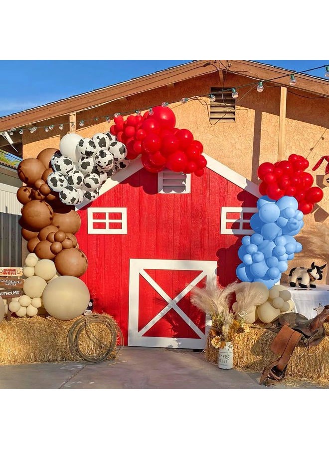 XIPEGPA 158 PCS Red Blue Cow Balloons Arch Garland Kit Cow Party Decorations for Baby Shower Birthday Farm Western Theme Party Supplies Decorations - Image 3