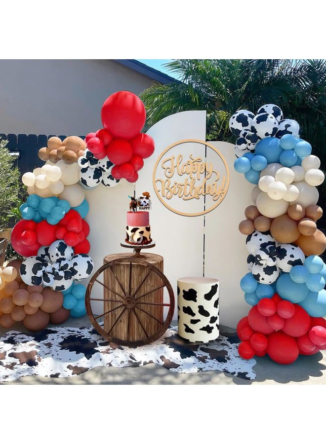 XIPEGPA 158 PCS Red Blue Cow Balloons Arch Garland Kit Cow Party Decorations for Baby Shower Birthday Farm Western Theme Party Supplies Decorations - Image 1