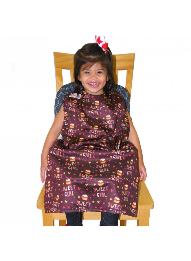 بيب أون XL, Full-Coverage Bib and Apron Combination for Toddler, Kids Ages 3 and Up. (Sweet Girl Cupcake) - Image 1