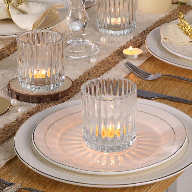 Lanttu Glass Large Votive Candle Holder Set of 8, Tea Lights Candle Holders for Wedding Table Centerpieces, Boho Decor, Home Dinner Birthday Party Decor, Bridal Shower and Holiday Decorations - Image 3