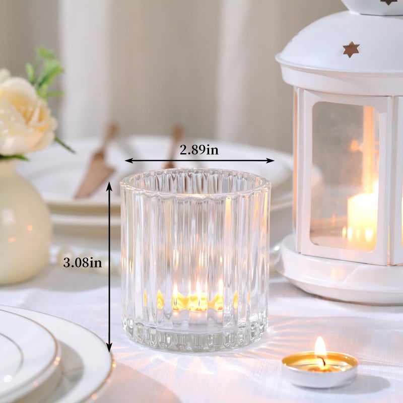 Lanttu Glass Large Votive Candle Holder Set of 8, Tea Lights Candle Holders for Wedding Table Centerpieces, Boho Decor, Home Dinner Birthday Party Decor, Bridal Shower and Holiday Decorations - Image 2