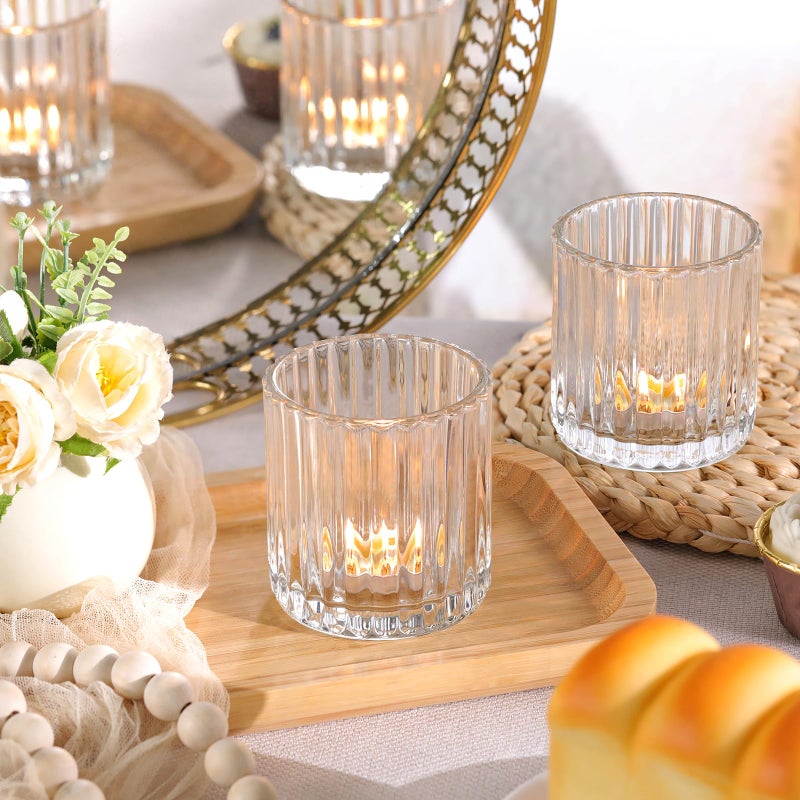Lanttu Glass Large Votive Candle Holder Set of 8, Tea Lights Candle Holders for Wedding Table Centerpieces, Boho Decor, Home Dinner Birthday Party Decor, Bridal Shower and Holiday Decorations - Image 4