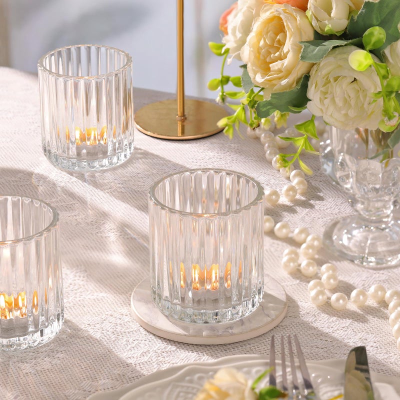 Lanttu Glass Large Votive Candle Holder Set of 8, Tea Lights Candle Holders for Wedding Table Centerpieces, Boho Decor, Home Dinner Birthday Party Decor, Bridal Shower and Holiday Decorations - Image 5