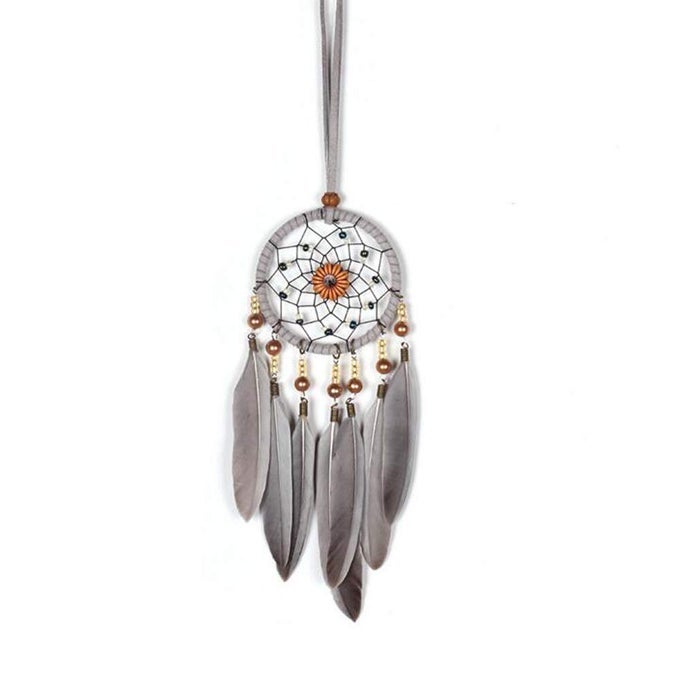 DREAM CATCHERS FOR CARS REAR VIEW MIRROR HANGING DECORATIONS GRAY FEATHER DREAM CATCHER FOR CAR CHARM HOME WALL DECOR ORNAMENT