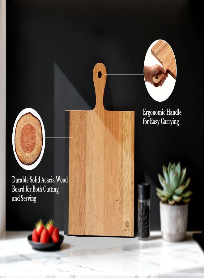 Dofira Acacia Wood Cutting Board with Handle, 2-in-1 Reversible Charcuterie Board & Chopping Board, Large 17"x13" Chalkboard Edge Serving Board for Meat & Cheese, Fruit and Nuts, Christmas Gift - Image 5