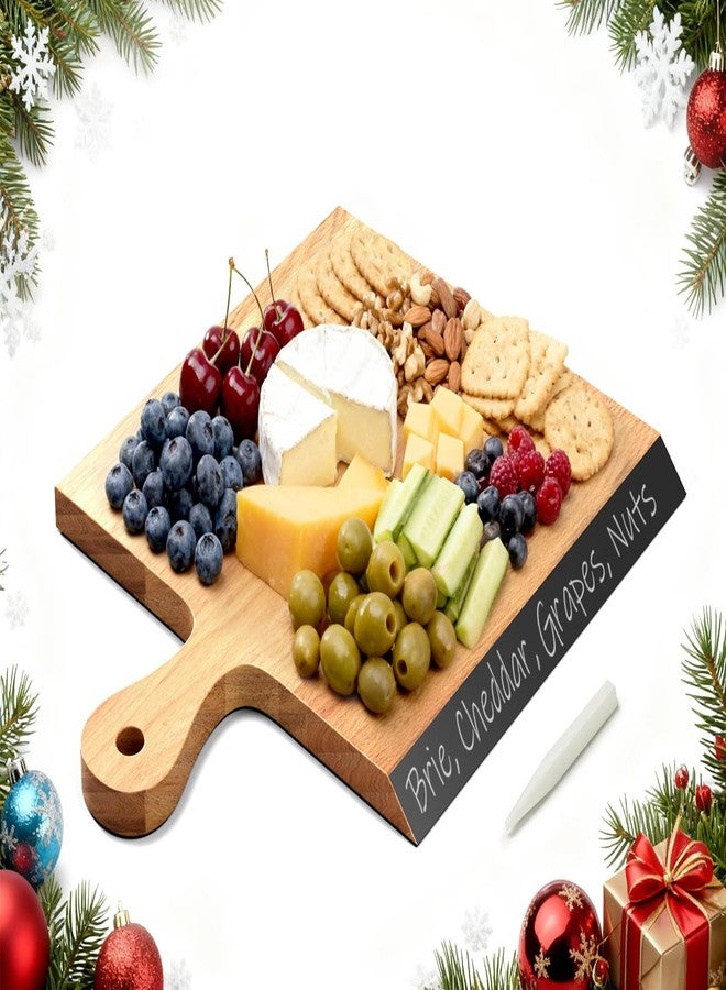 Dofira Acacia Wood Cutting Board with Handle, 2-in-1 Reversible Charcuterie Board & Chopping Board, Large 17"x13" Chalkboard Edge Serving Board for Meat & Cheese, Fruit and Nuts, Christmas Gift - Image 1