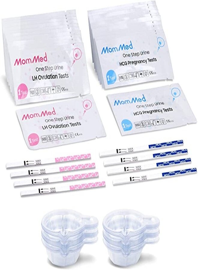 MomMed Ovulation Test Kit Hcg15-Lh40, 15 Pregnancy Test Strips And 40 Ovulation Test Strips With 55 Urine Cups Reliable And Quick Early Pregnancy Test