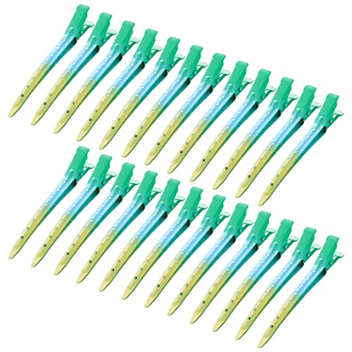 Bantoye 24 Packs Duck Bill Clips Bantoye 335 Inches Rustproof Metal Alligator Curl Clips with Holes for Hair Styling Hair Coloring Gradient Green - Image 1