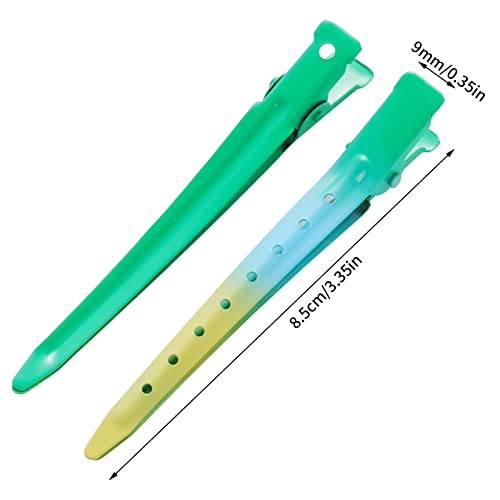 Bantoye 24 Packs Duck Bill Clips Bantoye 335 Inches Rustproof Metal Alligator Curl Clips with Holes for Hair Styling Hair Coloring Gradient Green - Image 3