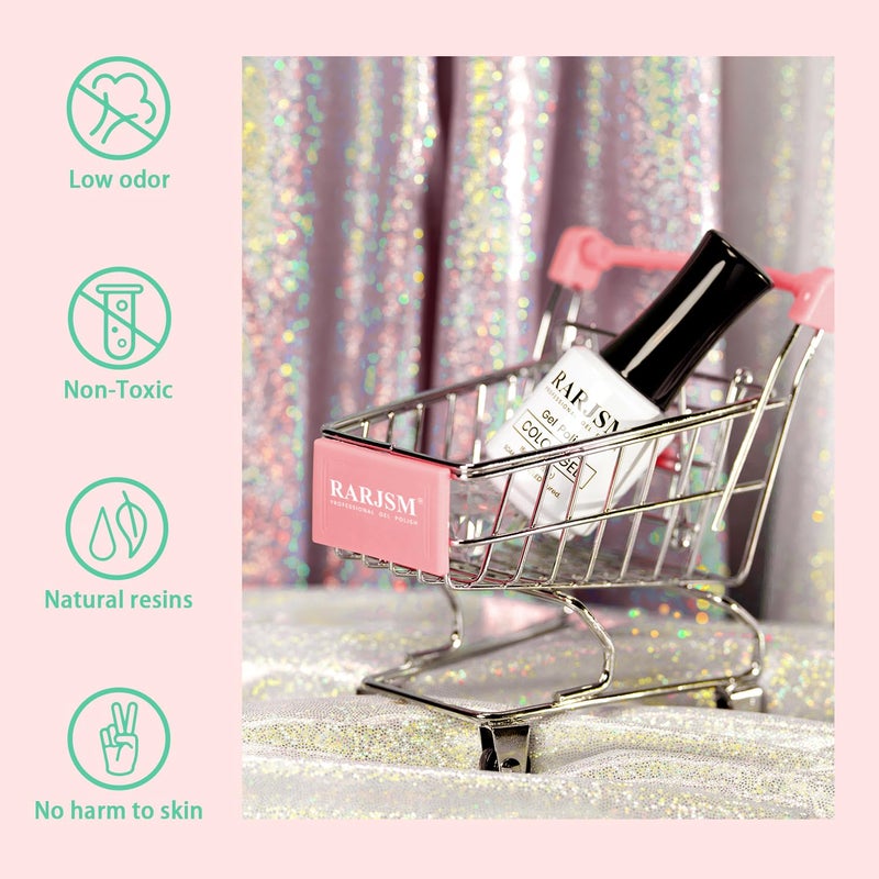 RARJSM Glitter Gel Nail Polish Pink Yellow Green Patel Spring Summer Color Big Flakes Gel Polish Sparkly Chunky Clear Shimmer Pigments Soak off Led UV Curing Required for Home Salon Manicure 15ml - Image 5