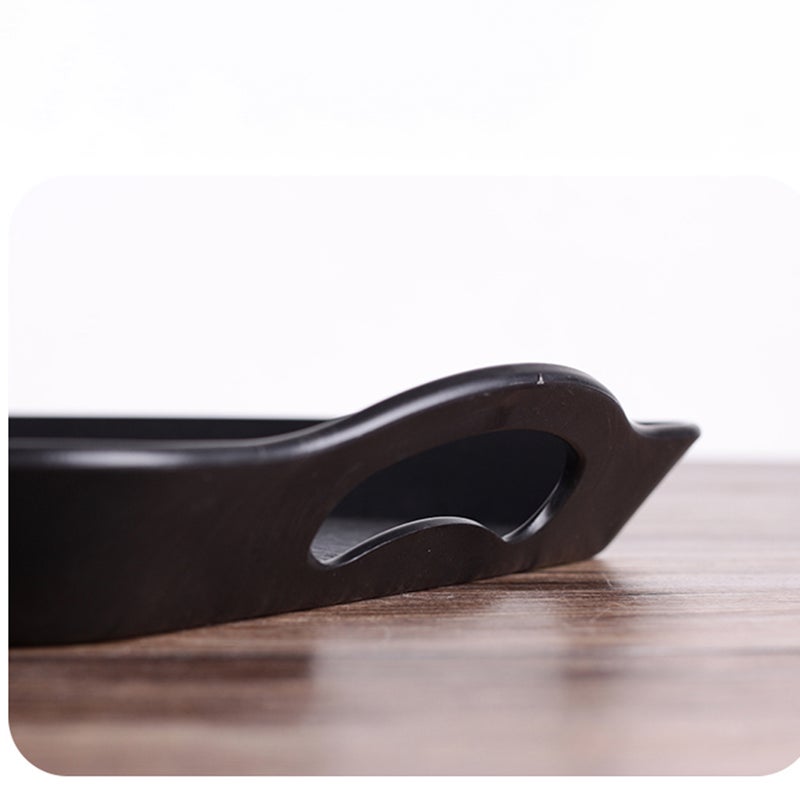 2PCS Serving Tray Rectangular Non Tray Multifunctional Fruit Bread Cake Tray with Handle for Kitchen Restaurant (Black/White) - Image 1