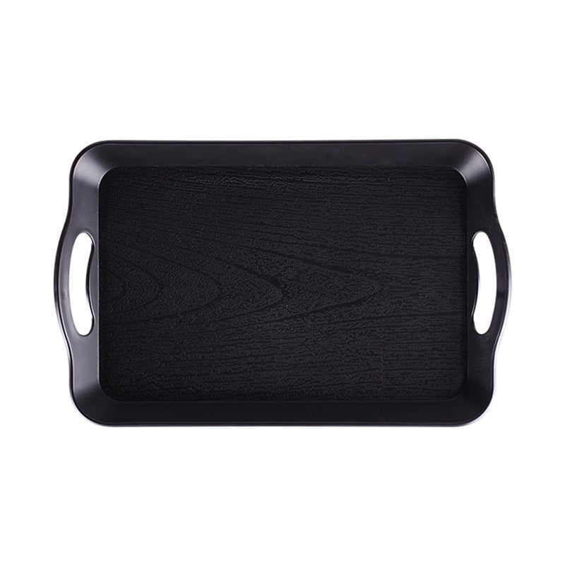 2PCS Serving Tray Rectangular Non Tray Multifunctional Fruit Bread Cake Tray with Handle for Kitchen Restaurant (Black/White) - Image 4