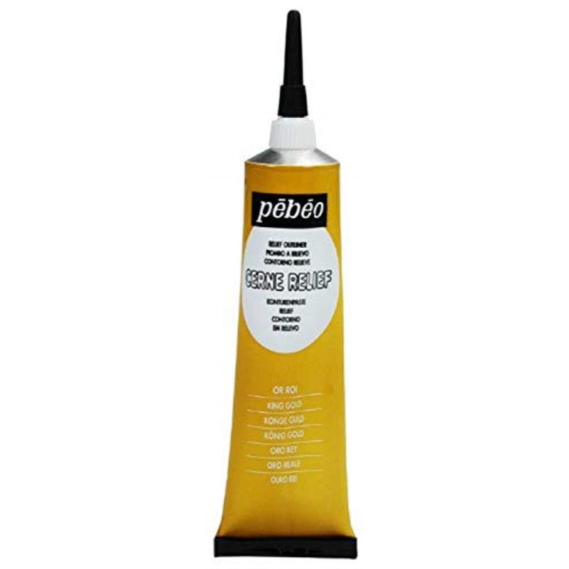 Pebeo Vitrail, Cerne Relief Dimensional Paint, 37 ml Tube with Nozzle - King Gold, 1.25 Fl Oz (Pack of 1) - Image 1