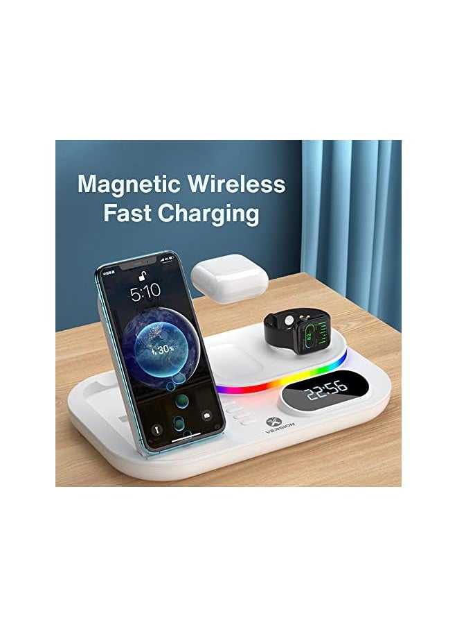XVersion in 1 Upgraded Wireless Fast Induction Charger Station, XVersion Qi Multi Charging Foldable Charger Stand Stations for Apple iPhone 14/13/12/11/Air pods/iWatch 1 Year Manufacturer Warranty - White  - Image 3