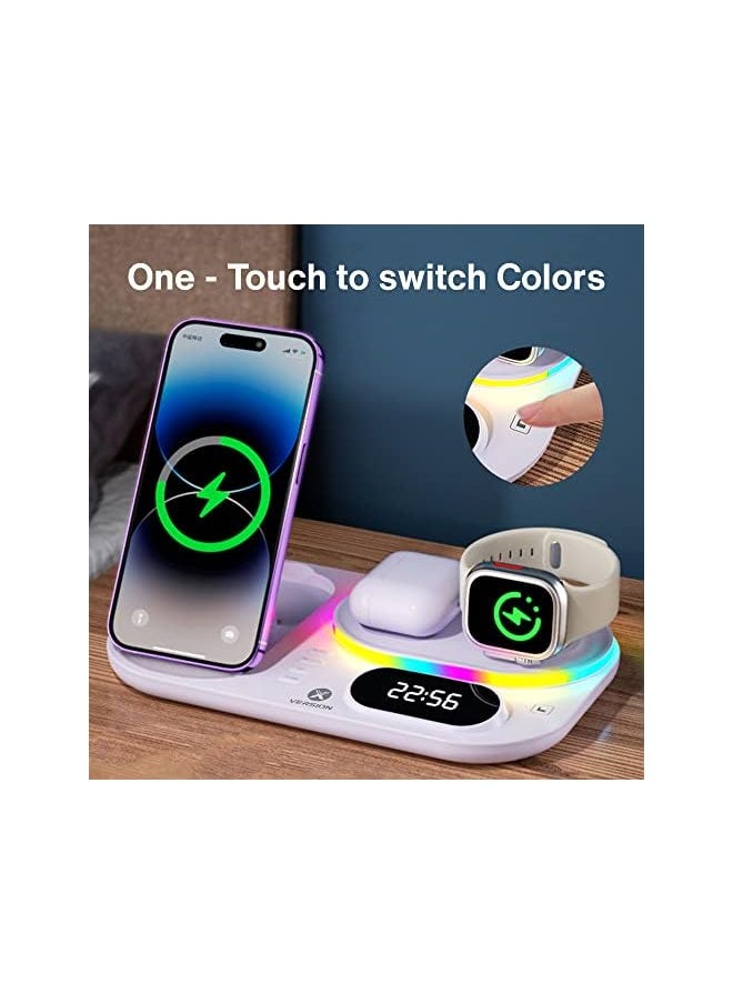 XVersion in 1 Upgraded Wireless Fast Induction Charger Station, XVersion Qi Multi Charging Foldable Charger Stand Stations for Apple iPhone 14/13/12/11/Air pods/iWatch 1 Year Manufacturer Warranty - White  - Image 4