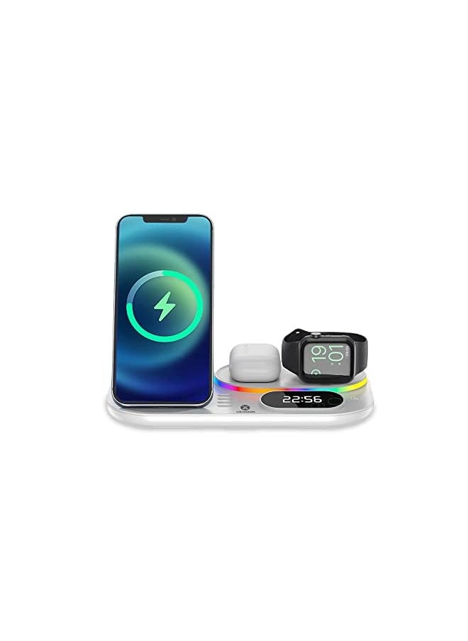 XVersion in 1 Upgraded Wireless Fast Induction Charger Station, XVersion Qi Multi Charging Foldable Charger Stand Stations for Apple iPhone 14/13/12/11/Air pods/iWatch 1 Year Manufacturer Warranty - White  - Image 2