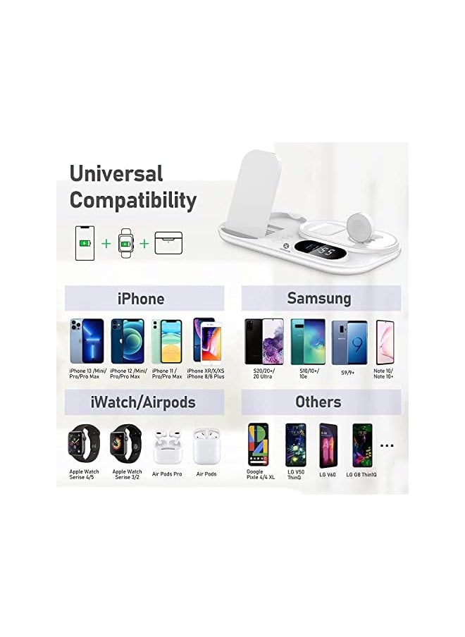 XVersion in 1 Upgraded Wireless Fast Induction Charger Station, XVersion Qi Multi Charging Foldable Charger Stand Stations for Apple iPhone 14/13/12/11/Air pods/iWatch 1 Year Manufacturer Warranty - White  - Image 5