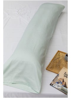 MEHALLA Long Pillowcase Set - Satin - Single - Pictachio-120*45 -100% Egyptian Cotton 