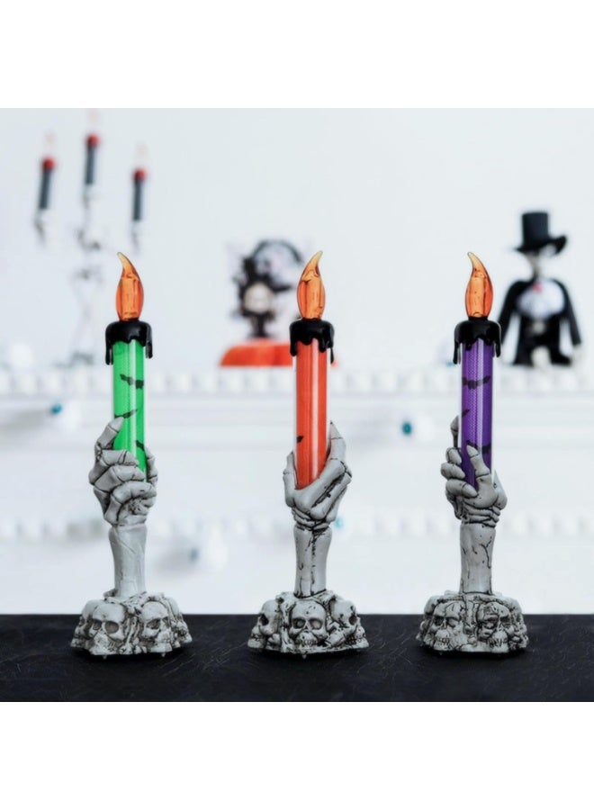 Candle Light, Candle Candelabra Lamp with LED Flameless Battery for Party Home Gathering and Haunted House Decoration Halloween (Green) - Image 4