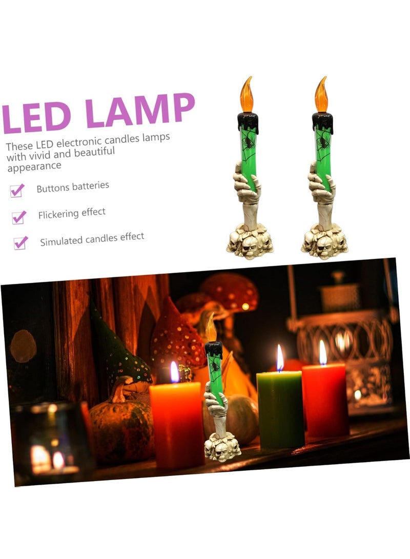 Candle Light, Candle Candelabra Lamp with LED Flameless Battery for Party Home Gathering and Haunted House Decoration Halloween (Green) - Image 5