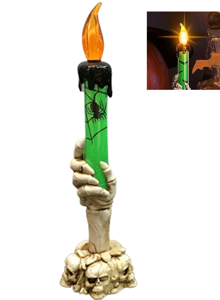 Candle Light, Candle Candelabra Lamp with LED Flameless Battery for Party Home Gathering and Haunted House Decoration Halloween (Green) - Image 1