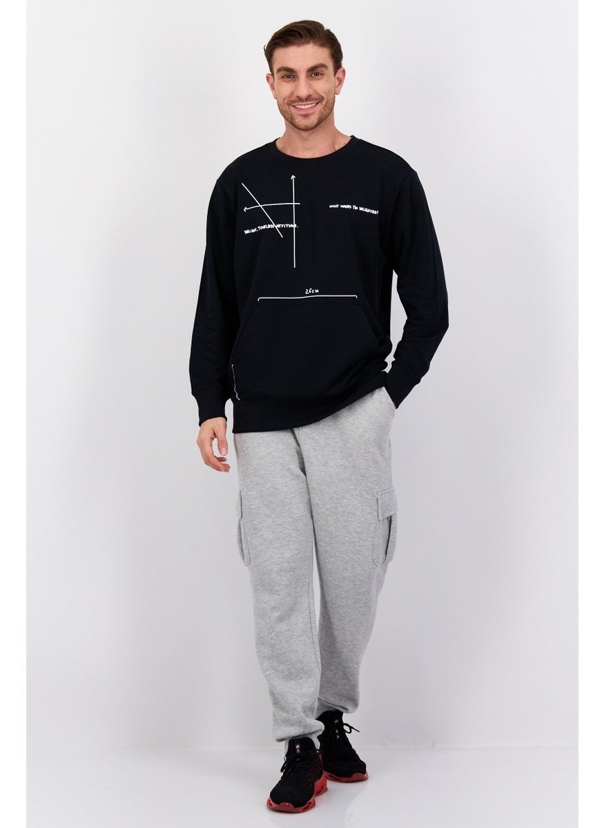 SKECHERS Men Sportwear Fit Graphic Print  Long Sleeves Outdoor Sweatshirt, Black  - Image 4