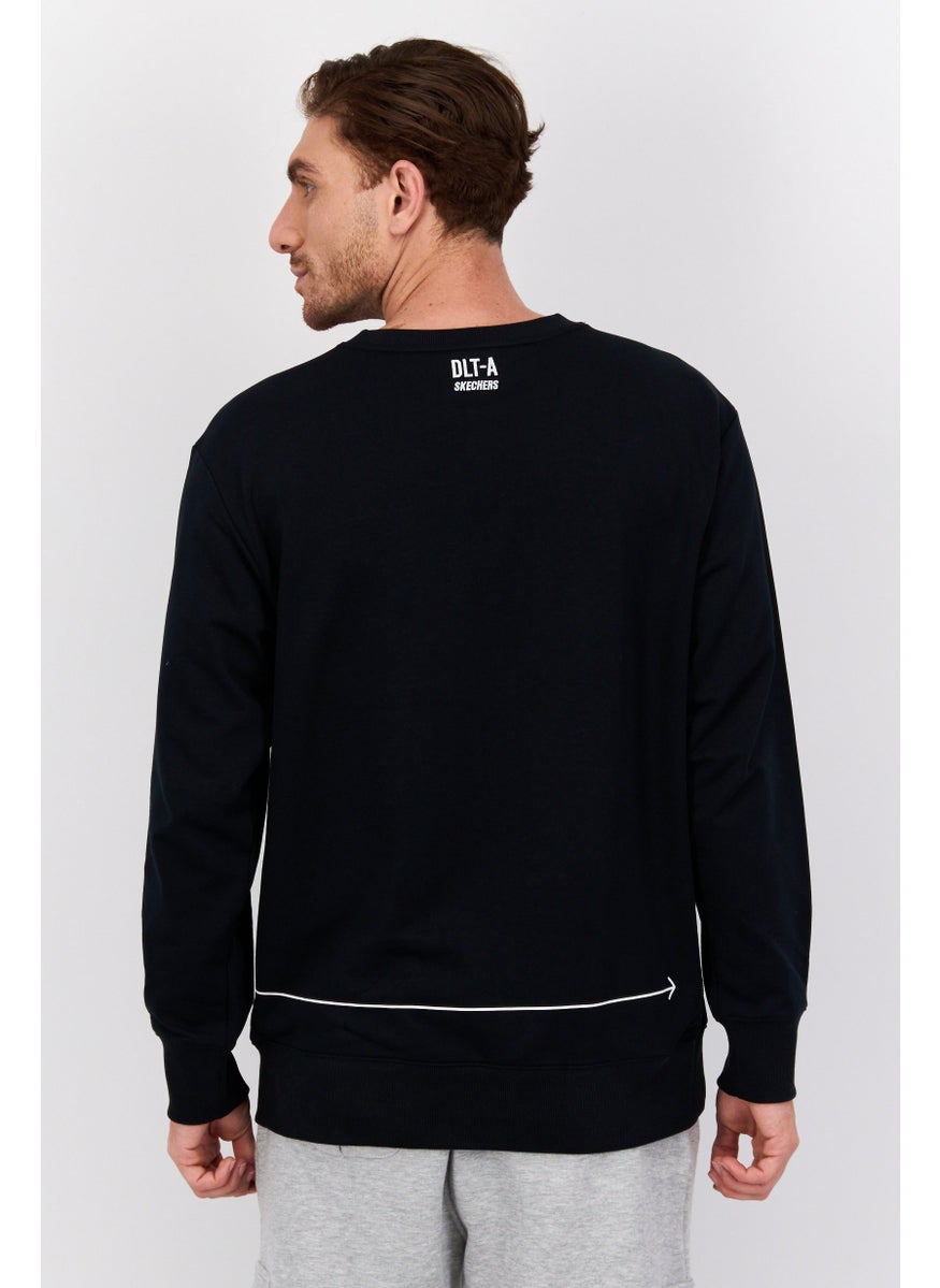 SKECHERS Men Sportwear Fit Graphic Print  Long Sleeves Outdoor Sweatshirt, Black  - Image 3