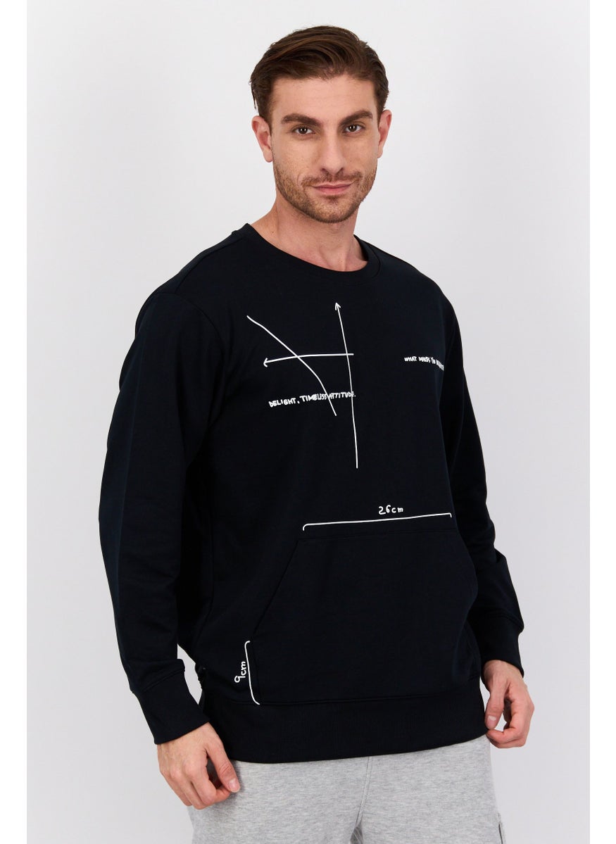 SKECHERS Men Sportwear Fit Graphic Print  Long Sleeves Outdoor Sweatshirt, Black  - Image 1