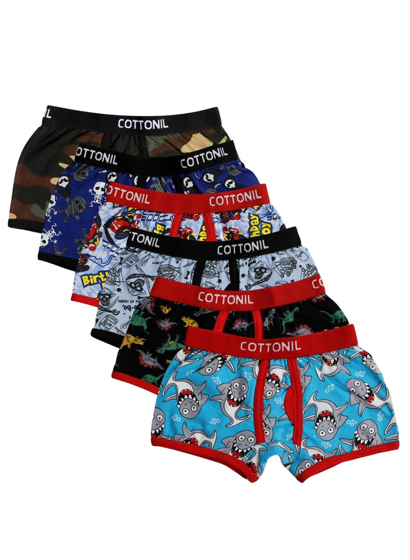 COTTONIL Pack of 6 Cotton Design Boxer For Boys  - Image 1