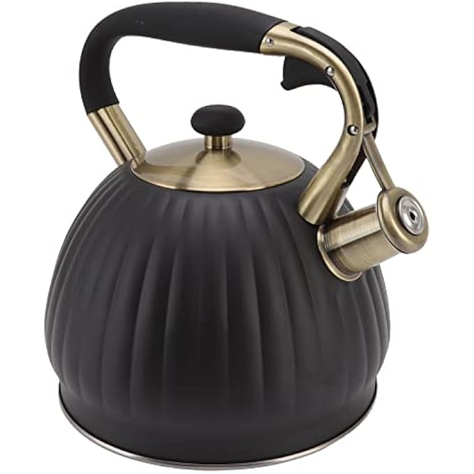 GUPE Whistling Tea Kettle Stainless Steel Stovetop Teapot With Cool Ergonomic Touch Handle 35L Whistle Kettle For Electric Gas Induction Radiation StoveFor Boiling Water Black - Image 2