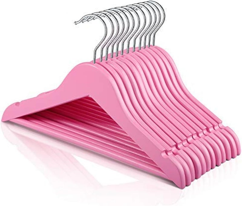 HOUSE DAY 20 Pack Pink Color Children's Wooden Clothes Hangers, Space Saving, 360° Rotating Hook, Non-Slip, for Coats, Suits, Trousers and Jackets. - Image 1