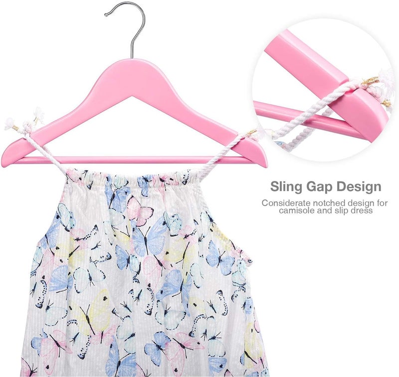 HOUSE DAY 20 Pack Pink Color Children's Wooden Clothes Hangers, Space Saving, 360° Rotating Hook, Non-Slip, for Coats, Suits, Trousers and Jackets. - Image 4