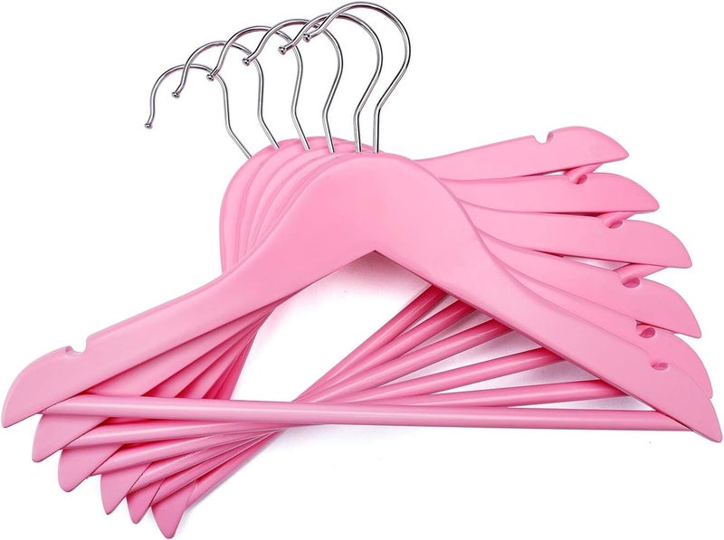 HOUSE DAY 20 Pack Pink Color Children's Wooden Clothes Hangers, Space Saving, 360° Rotating Hook, Non-Slip, for Coats, Suits, Trousers and Jackets. - Image 2