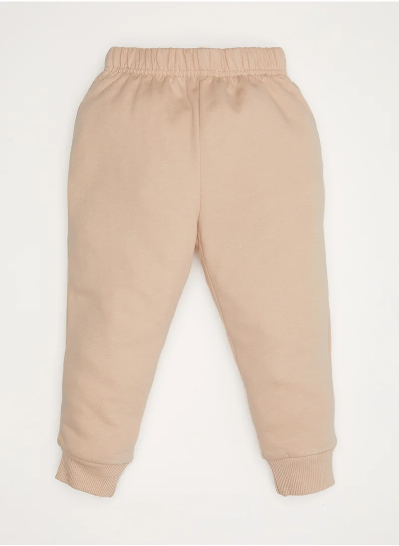 DeFacto Printed Crew Neck Sweatshirt With Elastic Waist Jogger Pants 2-Piece Set