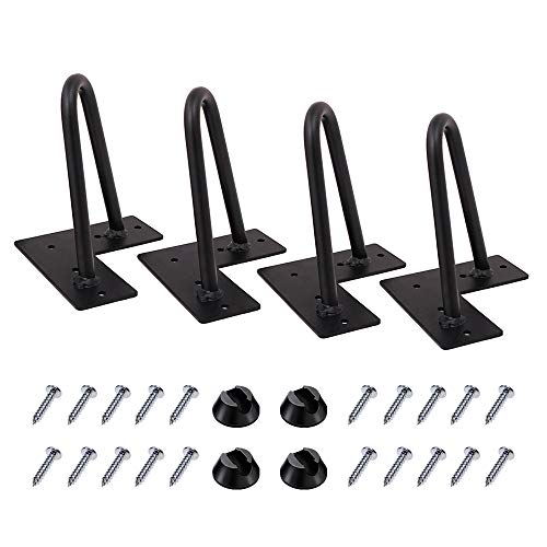 MSOBAIW Hairpin Legs 4 inch Set of 4 DIY Furniture Metal Table Legs Perfect for Cabinet Wardrobe TV Cabinets Drawers Nightstand 38 Diameter Satin Black TwoRod Mid Century Modern Style