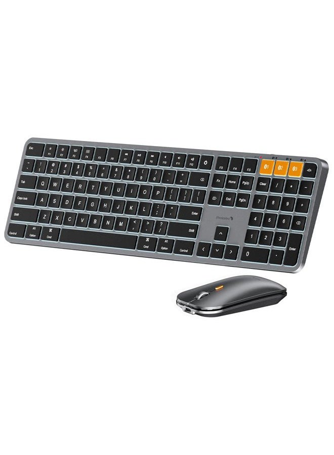 ProtoArc Backlit Bluetooth Keyboard and Mouse for Mac, KM100-A Full Size Wireless Keyboard Mouse for Mac, Multi-Device Rechargeable for MacBook Pro/Air, iPhone, iPad, Space Gray - Image 1