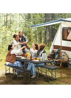 MOMENT [1.8M] Folding Lightweight Trestle Outdoor Camping Table, Heavy Duty Plastic Outdoor Folding Picnic Table, Folding Trestle Table For Bbq Party, Folds In Half With Carry Handle, Black [180×75×75Cm]  - Image 5