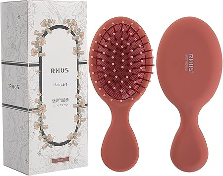 RHOS Mini Hair Brush for WomenMen and KidsTravel Size Hair Brush for PursePocketbackpackSmall Cushion Paddle Brush with Soft BristlesMini Detangler Brush for All Hair Types1 PackRed - Image 1