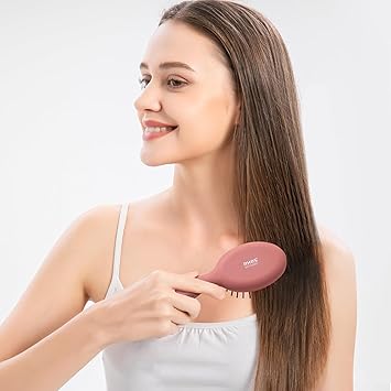RHOS Mini Hair Brush for WomenMen and KidsTravel Size Hair Brush for PursePocketbackpackSmall Cushion Paddle Brush with Soft BristlesMini Detangler Brush for All Hair Types1 PackRed - Image 5