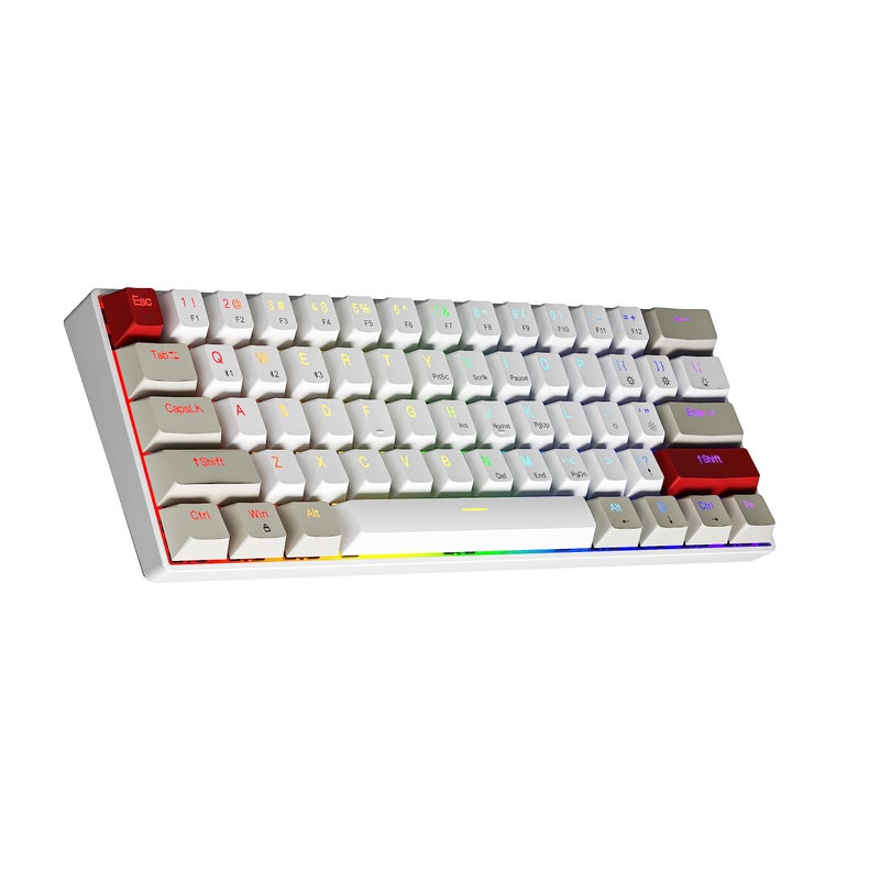 Newmen GM610 Wireless Mechanical Keyboard,60% USB C Wired/Bluetooth/2.4Ghz RGB Backlit Compact Hot Swappable Keyboard,White Anti-Ghosting PC Mac Windows Android Gaming Keyboard(Red Switches) - Image 1