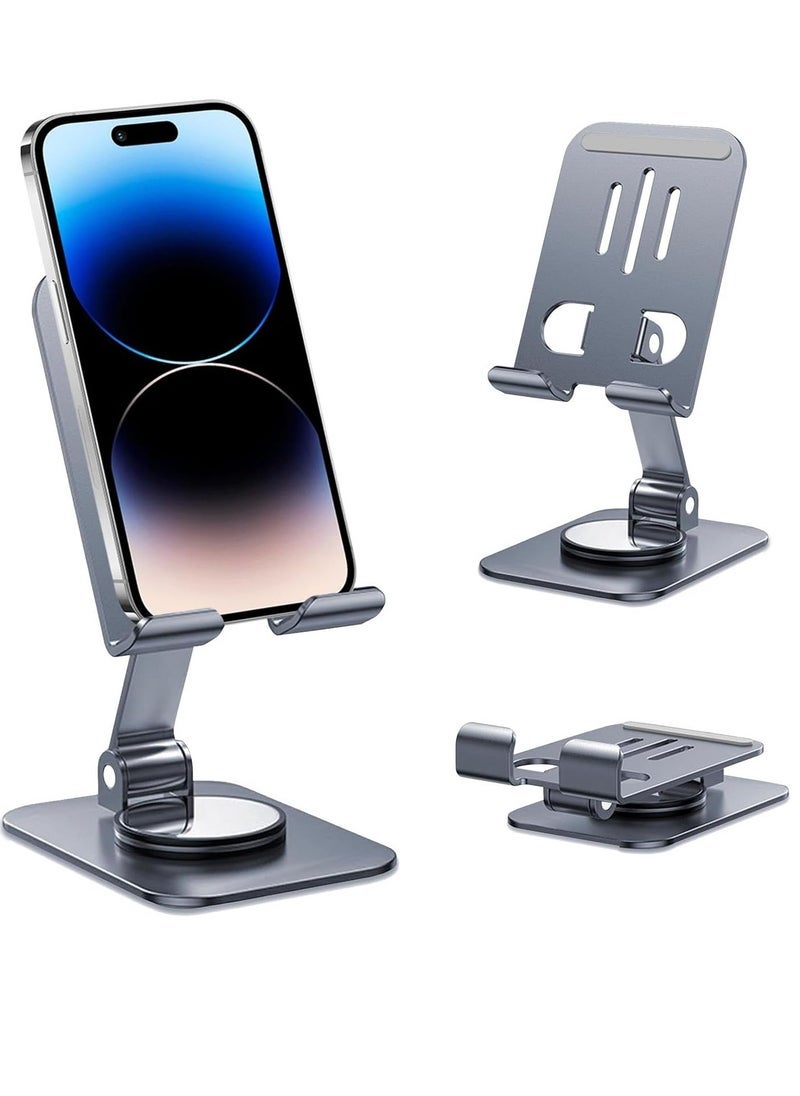 ELTRAZONE Adjustable Phone Stand for Desk – 360-Degree Rotating, Foldable & Portable Cell Phone Holder – Compatible with iPhone 16, 15, 14, 13 Pro Max, Samsung S25 Ultra, S24, S23 Ultra, Tablets & iPads (4-10 Inches) – Stable and Space-Saving Desktop Stand for Users - Image 1