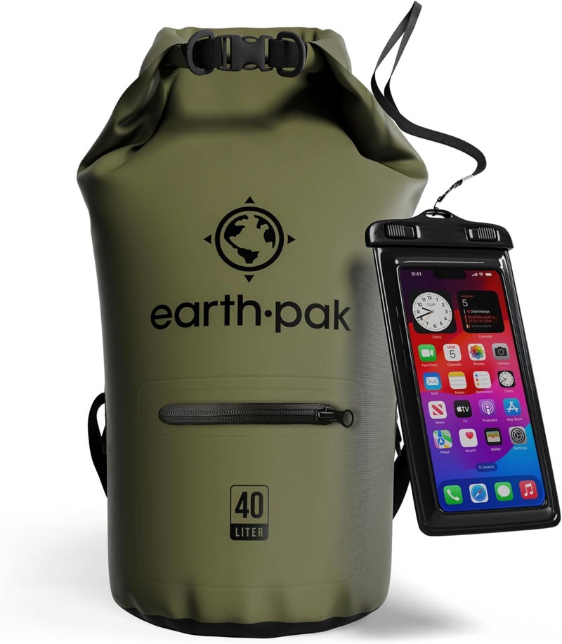 Earth Pak حقيبة جافة مقاومة للماء مع جيب بسحاب - حقيبة ظهر جافة مقاومة للماء تحافظ على المعدات جافة - Image 1