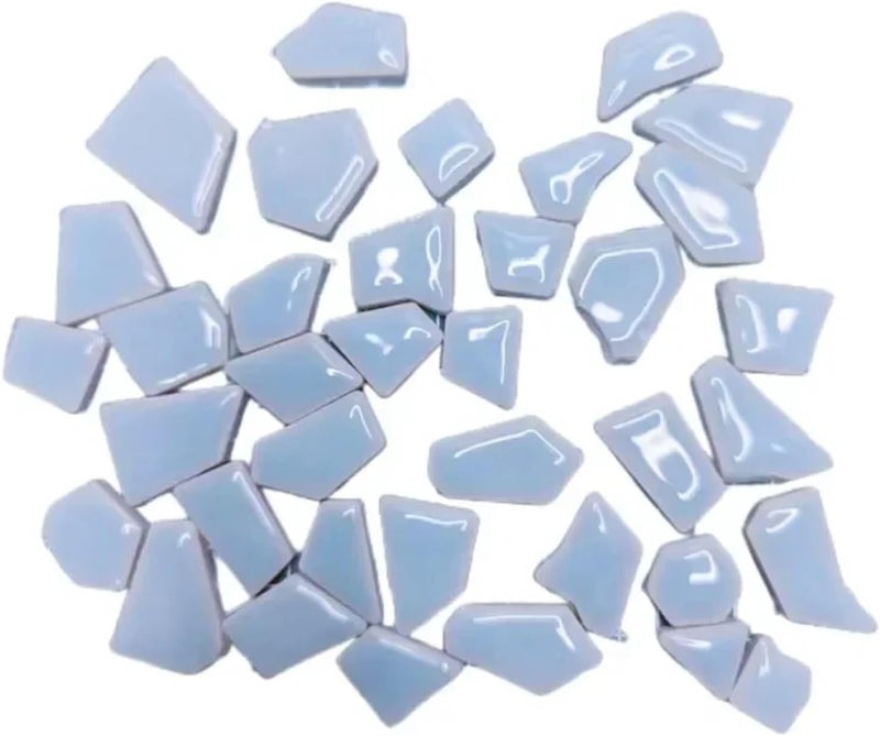 Mosaic Tiles 200g/7.05oz(Approx. 155-170pcs) Porcelain Mosaic Tiles 1-2.5cm 0.4mm Thickness Ceramic Mosaic Stones DIY Mosaic Craft Material(Light SkyBlue) - Image 1