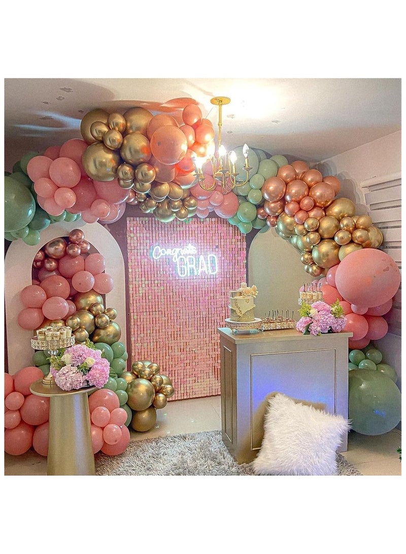 Home zone 35pcs Retro Dusty Pink Sage Green Metallic Gold Latex Balloons for Girls Jungle Birthday Wedding Party Decoration - Image 5